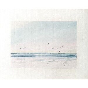 8x10 Original Oil Painting Seascape Birds Ocean Waves Coastal Art Summer Signed